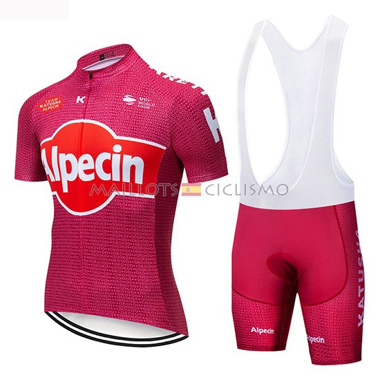 2019 Maillot Katusha Alpecin Tirantes Mangas Cortas Rojo